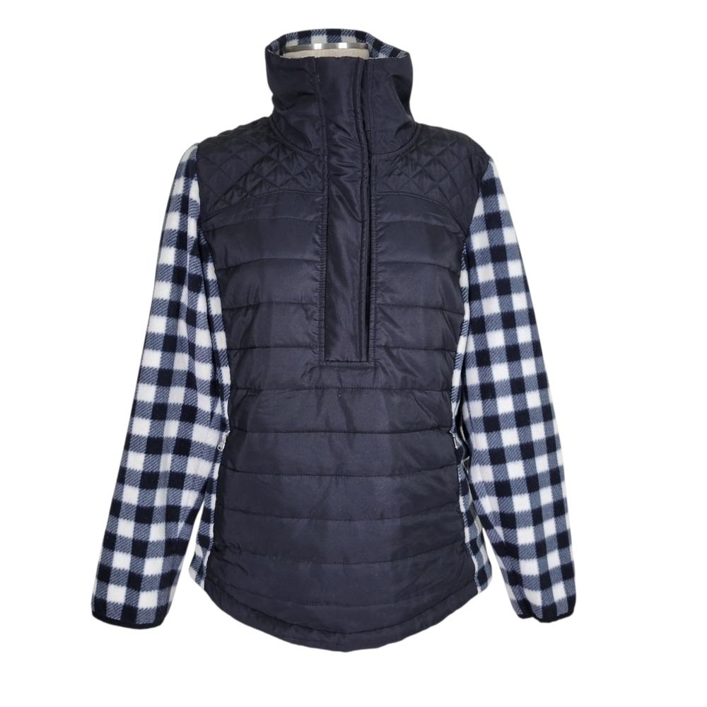 Lauren Ralph Lauren Quilted Puffer Jacket Size L Buffalo Plaid Fleece Arms Back - Picture 3 of 10